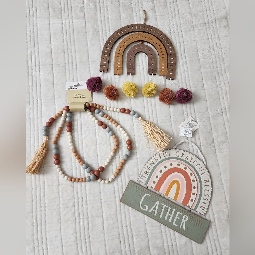 Nwt Harvest Halloween Wooden Home Decor Rainbow Bundle